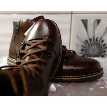 Trzewiki Męskie Skórzane Brąz 43