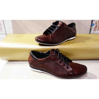 Eleganckie Męskie Buty Skórzane Bordowe 43