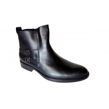 Czarne eleganckie męskie sztyblety skórzane 40 cm