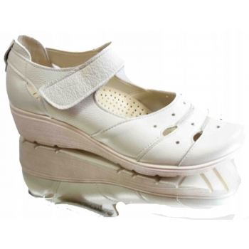 Mokasyny Damskie Koturn Skóra Naturalna 38