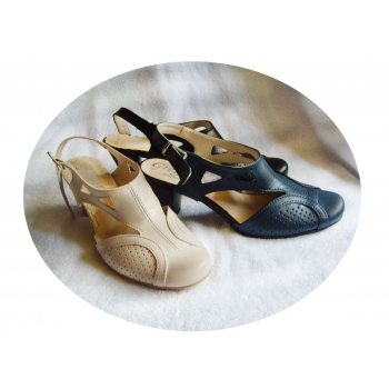 Sandały Damskie Skórzane Granat 35 cm