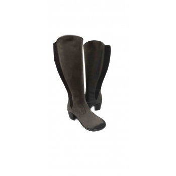 Eleganckie kozaki damskie szare 39cm - szeroka cholewka