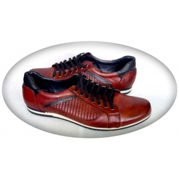 Eleganckie sportowe buty skórzane bordo 42