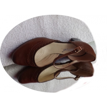 Skórzane czółenko damskie - szerokie, tęgość H