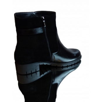 Eleganckie Botki Skórzane Szerokie Tęgość 2x H 39