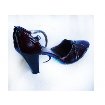 Czarne Skórzane Sandały Damskie 9 cm Obcas