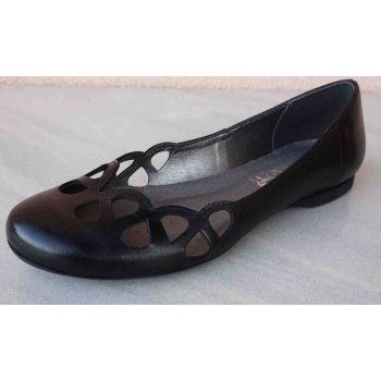 Eleganckie Baleriny Skórzane, Czarne, 37