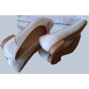 Białe Skórzane Baletki H 9694 - Rozmiar 41