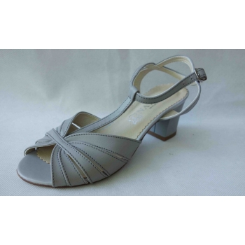 Eleganckie Sandały Skórzane, Popiel, Obcas 7 cm, Rozmiar 37