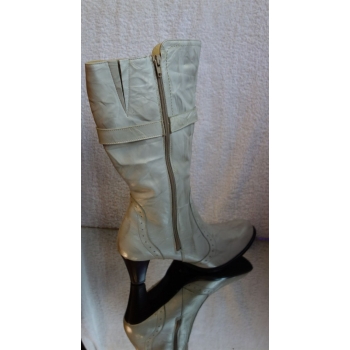 Kozaki skórzane - 60% rabatu, jasny popiel 41.5