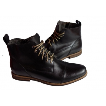 Eleganckie Czarne Skórzane Trzewiki 42