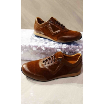 Buty Sportowe Skórzane Męskie Brąz 42