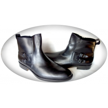 Czarne eleganckie męskie sztyblety skórzane 40 cm