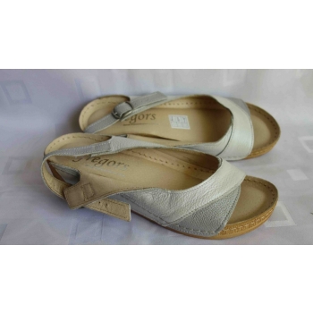 50% Rabat! Skórzane Sandały Damskie, Perła, Rozmiar 37