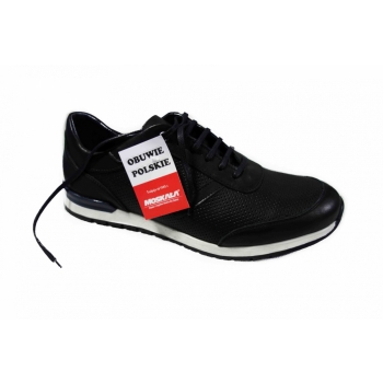Buty sportowe skórzane - Moskała SP33, czarne