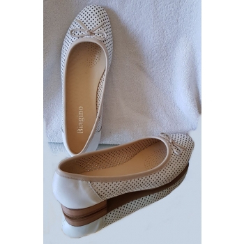 Eleganckie Baletki Skórzane, Białe, Roz. 40