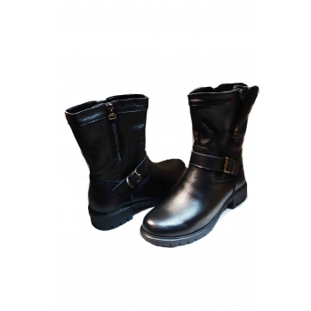 Czarne skórzane półkozaczki damskie 39 cm