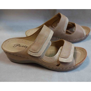 Klapki Damskie Beżowe z Regulacją (39)