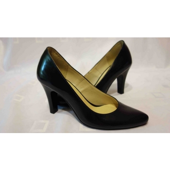 Eleganckie Skórzane Czółenko Granat 8,3 cm 35