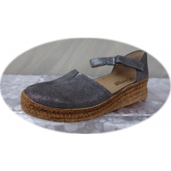 Espadryle damskie skóra szara koturn 4cm r. 38