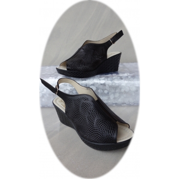 Sandały Damskie Czarne Koturn 6,5cm nr.41 PolSkinProd