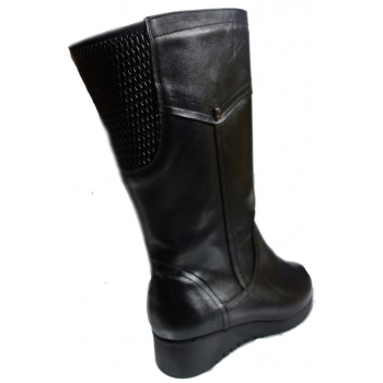 Eleganckie Czarne Kozaczki Skórzane 41