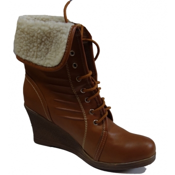 Botki koturn 8cm brązowe, sznurowane, 40