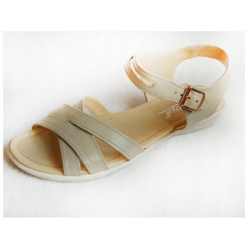 Eleganckie Skórzane Sandały Beżowe 39