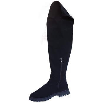 Muszkieterki zamszowe czarne - szeroka cholewka OBW. 46 cm