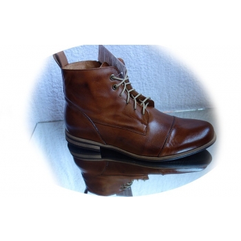 Trzewiki męskie z naturalnej skóry - granat/braun 42