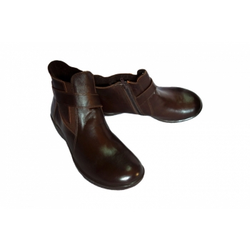 Eleganckie Botki Skórzane - Brąz - 37