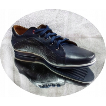Eleganckie Męskie Buty Granat Skóra 42 cm