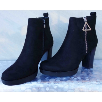 Botki czarne zamsz obcas 9 cm nr.37