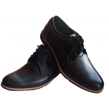 Eleganckie Skórzane Buty Męskie - Czarne (45)