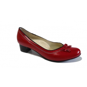 Eleganckie czerwone czółenko, skóra naturalna, 41