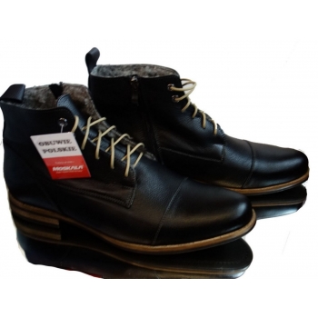 Polskie skórzane trzewiki ciepłe 41, czarne