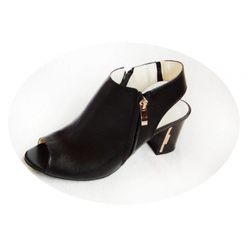 Eleganckie sandałki skórzane, czarny, rozmiar 35