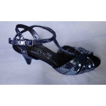 Sandały skórzane granat-srebro, 7,5 cm, rozmiar 36