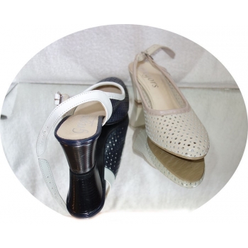 Eleganckie Sandałki Skórzane, Granat, 38