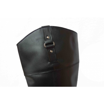 Eleganckie Kozaki Skóra Szeroka Cholewka 50cm 39