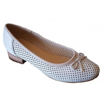 Eleganckie Baletki Skórzane, Białe, Roz. 40