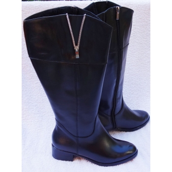 Eleganckie Kozaki Damskie | Szeroka Cholewka | 48 cm | Rozmiar 40