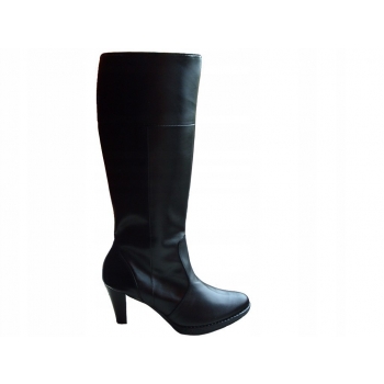Eleganckie Kozaki Czarna Skóra 42