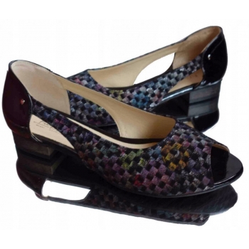 Czarne Skórzane Sandałki SZEROKIE - Roz. 41