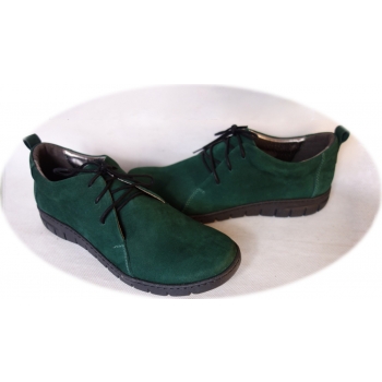Zielone sznurowane botki z obcasem 2cm - Nr.37