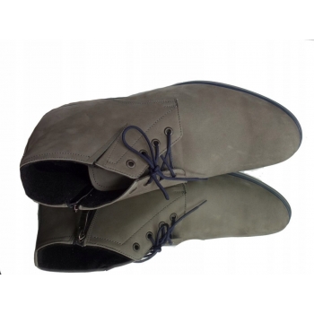 Męskie Sztyblety Skórzane -40%, Szary, Nr 44