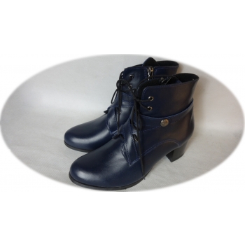 Botki Granatowe - Buty Damskie - Skóra Naturalna - Polski Producent