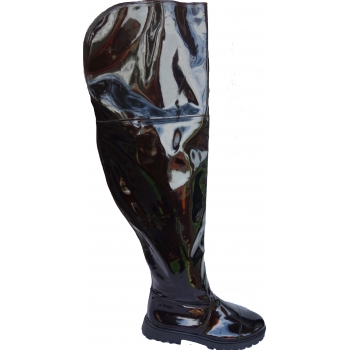 Ekskluzywne Kozaki Muszkieterki Latex, Czarne, 47cm