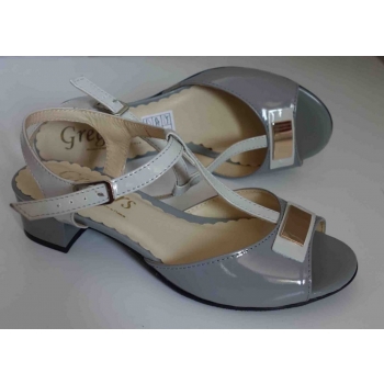 Eleganckie sandałki skórzane popiel, rozm. 38