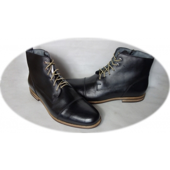 Eleganckie męskie sztyblety skórzane, czarne (rozmiar 45)